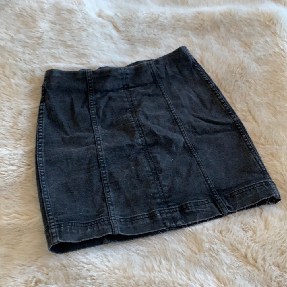 Free People black denim skirt